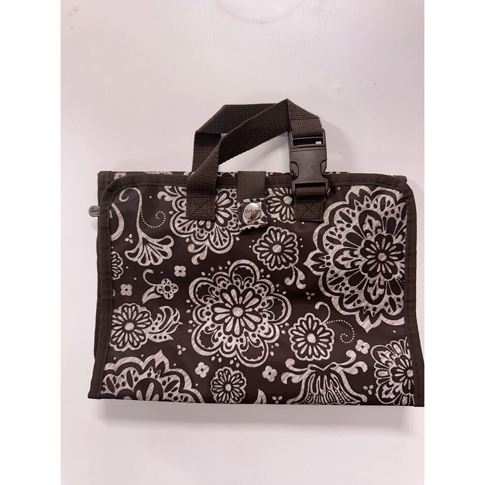 Thirty One Timeless Beauty Travel Cosmetic Bag Brown Floral - Picture 4 of 7